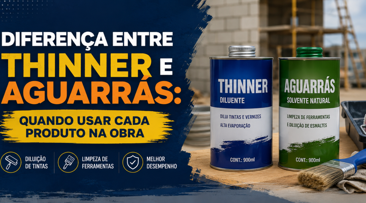 Diferença entre thinner e aguarrás: quando usar cada produto na obra